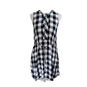 LOFT CHECKERED SHIRT STYLE DRESS WITH TIE BELT SIZE S